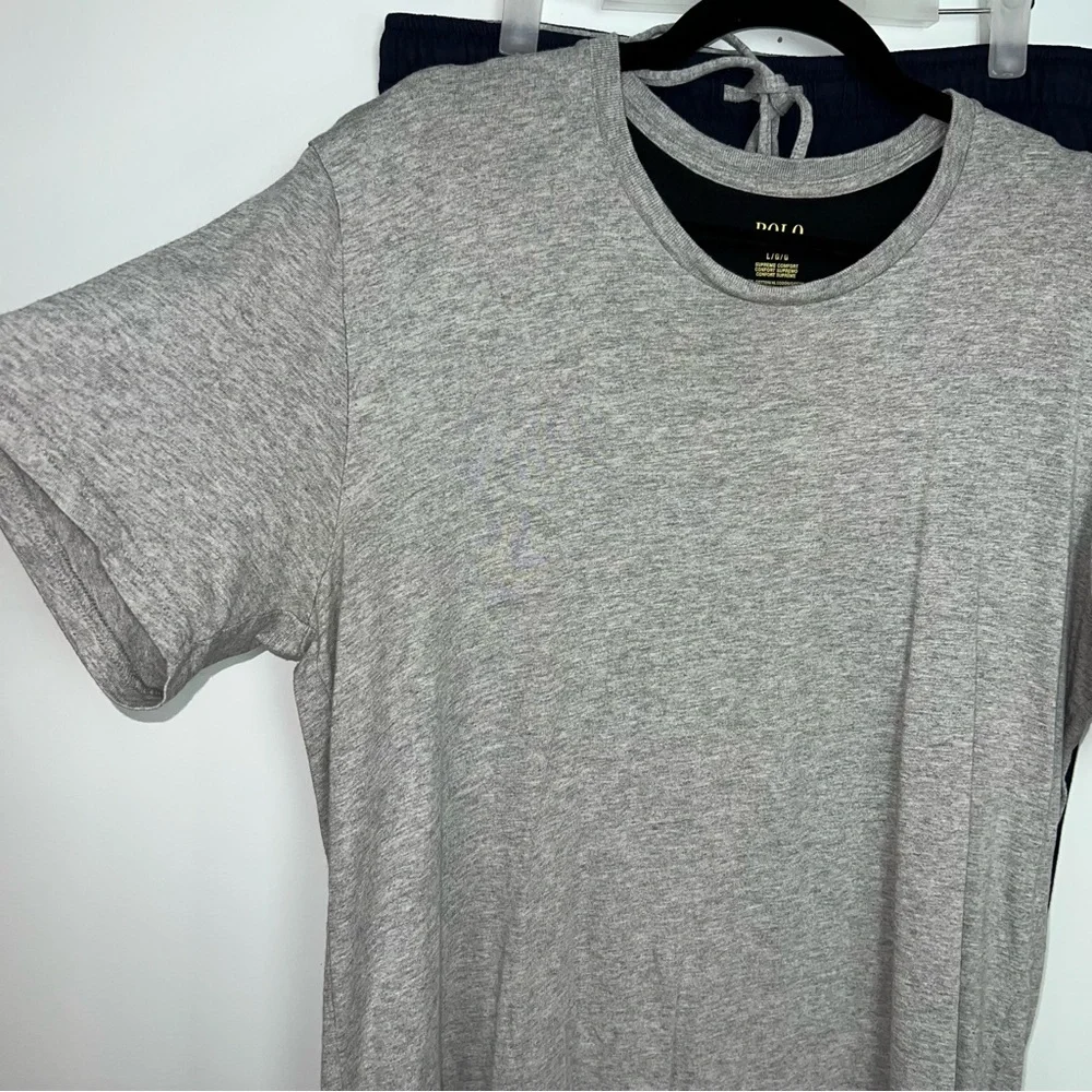 Polo by Ralph Lauren Pajama Set Gray Tee and Navy Pants Z Loungewear Sleepwear L